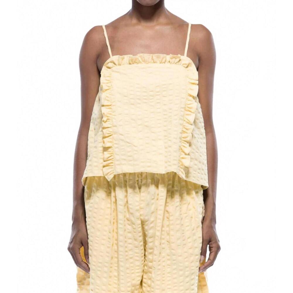 NEW TOIT VOLANT victoria sleeveless top in seersucker sun